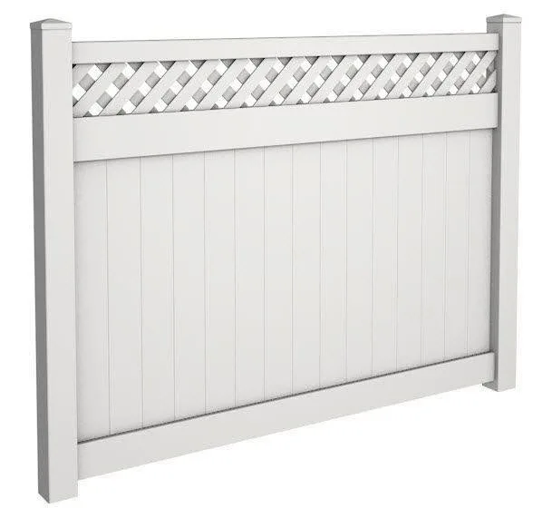 White vinyl privacy fence panel with lattice top
